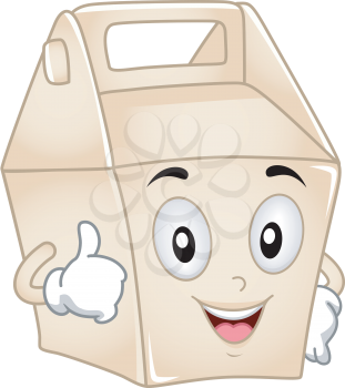Mascot Illustration Featuring a Takeout Box