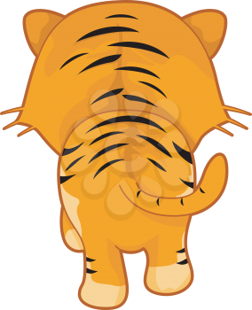 Illustration of a Tiger Shown From the Rear