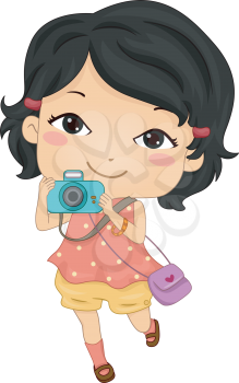 Illustration Featuring an Asian Tourist Holding a Camera