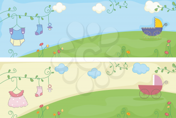 Header Illustration Featuring Baby-related Items