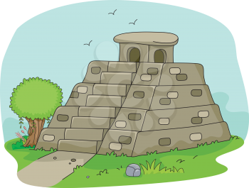 Illustration of a Mayan Pyramid