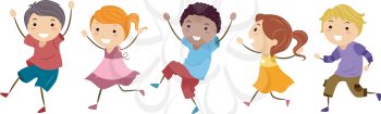 Illustration Featuring Kids Skipping Happily