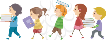 Illustration Featuring Kids Carrying Books