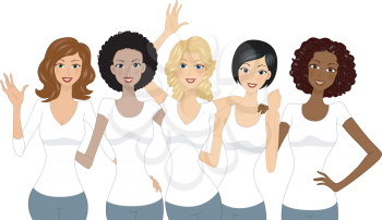 Illustration of Girls Celebrating International Women's Day