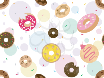 Seamless Background Illustration Featuring Doughnuts