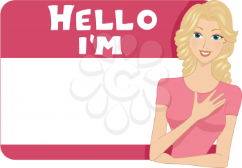 Illustration of a Blank Name Tag for a Girl