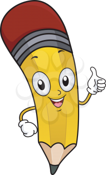 Illustration of a Pencil Mascot Giving a Thumbs Up
