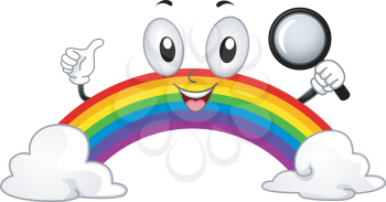Illustration of a Rainbow Mascot Holding a Magnifying Glass