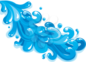 Royalty Free Clipart Image of a Blue Wave Splashing Downward