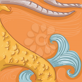 Royalty Free Clipart Image of Goats Horns and a Fish Tail
