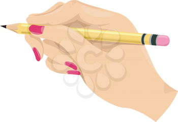 Royalty Free Clipart Image of a Hand Holding a Pencil