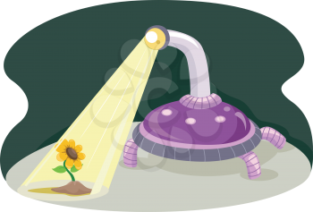 Royalty Free Clipart Image of a Robot With a Flower
