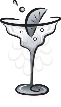 Illustration of Margarita in Cocktail Glass in Black and White