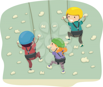 Stickman Illustration Featuring Kids Dressed in Climbing Gear Scaling a Wall