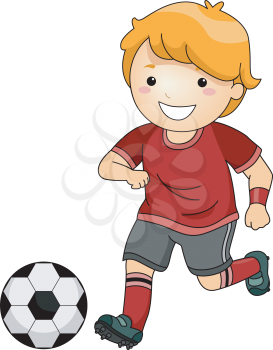 Illustration of a Little Boy in Soccer Gear About to Kick a Soccer Ball