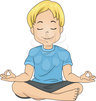 Illustration of a Boy in a Meditating Position