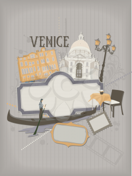 Illustration of a Scrapbook with a Venetian Theme