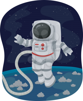 Illustration of an Astronaut Doing a Spacewalk
