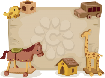 Background Illustration Featuring an Assortment of Wooden Toys