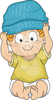 Illustration of a Baby Boy Wearing a Beanie