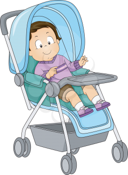 Illustration of a Toddler Sitting in a Stroller