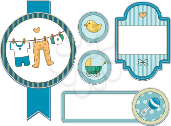 Illustration Featuring Different Items Commonly Used by Baby Boys