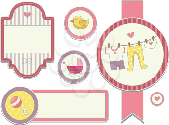 Illustration Featuring Different Items Commonly Used by Baby Girls