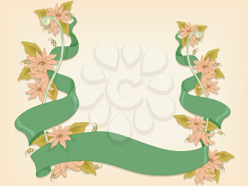 Background Illustration Featuring a Ribbon Covered with Flowers