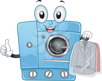 Mascot Illustration Featuring a Dry Clean Machine