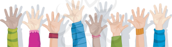 Cropped Background Illustration Featuring Children Raising Their Hands