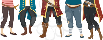 Cropped Illustration Featuring the Feet of a Pirate Crew