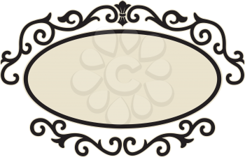 Illustration of an Oval Frame Surrounded by Decorative Swirls