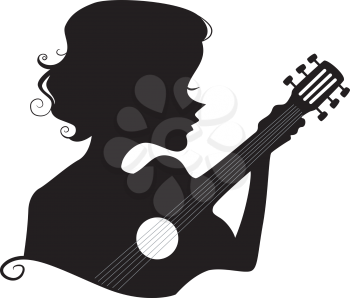 Illustration Featuring the Silhouette of a Girl Playing the Guitar