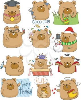 Illustration Featuring a Cute Set of Bears