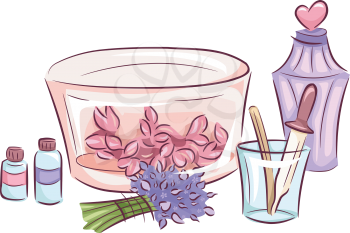 Illustration Featuring Different Ingredients Used for Making Perfume