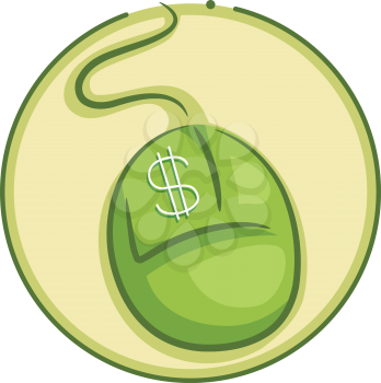 Icon Illustration Featuring a Green Mouse with a Dollar Sign