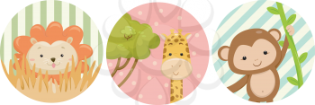 Illustration Featuring Ready to Print Stickers of Safari Animals