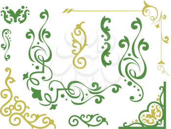 Border Illustration Featuring Vines in Green and Gold