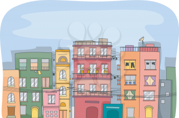 Illustration Featuring a City Full of Residential Buildings