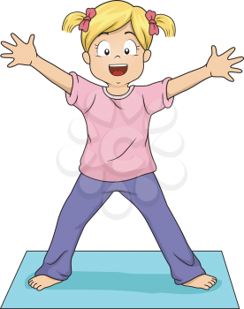 Illustration of a Young Girl Doing the Standing Starfish Yoga Pose
