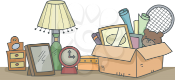 Illustration of Old Items That are About to be Donated