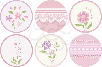 Illustration of Ready to Print Labels with a Shabby Chic Design