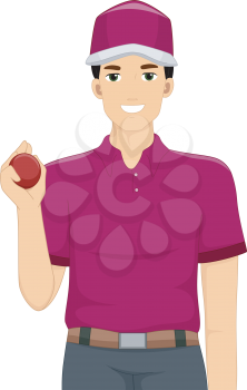 Illustration of a Man Dressed as a Cricket Bowler