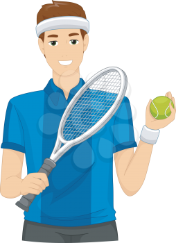 Illustration of a Man Dressed as a Lawn Tennis Player