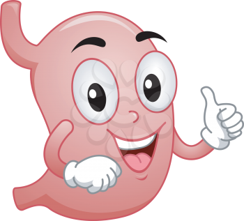 Mascot Illustration Featuring a Stomach Giving a Thumbs Up