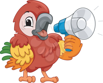 Illustration Featuring a Parrot Using a Megaphone