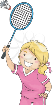 Illustration of a Girl Playing Badminton