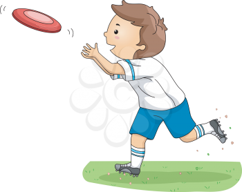 Illustration of a Boy Catching a Frisbee