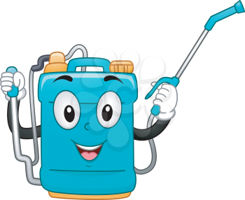 Mascot Illustration of a Knap Sack Sprayer