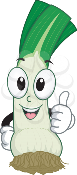 Mascot Illustration Featuring a Leek Doing a Thumbs Up